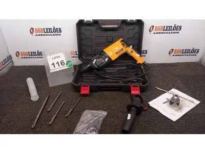LOTE 116 - 01 MARTELETE E FURADEIRA COM MALETA.  MARCA HAMMERDRILL. (NO ESTADO) ATENÇÃO! FAZER A VISITAÇÃO ANTES DE ARREMATAR, NÃO SABEMOS SE FUNCIONA. LEILÃO NÃO TEM GARANTIA E NEM DEVOLUÇÃO, SUJEITO A POSSÍVEIS AVARIAS VISÍVEIS/OCULTAS E/OU AUSÊNCIA DE COMPONENTES.