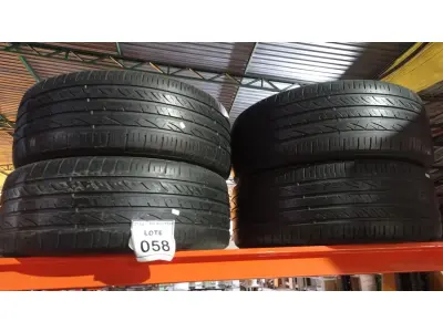 LOTE 058 - 04 PNEUS 235 50+- ARO 19. (NO ESTADO) ATENÇÃO! FAZER A VISITAÇÃO ANTES DE ARREMATAR, NÃO SABEMOS SE FUNCIONA, LEILÃO NÃO TEM GARANTIA E NEM DEVOLUÇÃO, SUJEITO A POSSÍVEIS AVARIAS VISÍVEIS/OCULTAS E/OU AUSÊNCIA DE COMPONENTES.