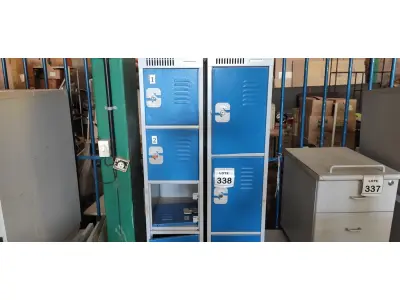 LOTE 338 - 02 ARMÁRIOS ALTO DE METAL 06 PORTAS COM TRANCA 1.80X0.30. (NO ESTADO) ATENÇÃO! FAZER A VISITAÇÃO ANTES DE ARREMATAR, NÃO SABEMOS SE FUNCIONA. LEILÃO NÃO TEM GARANTIA E NEM DEVOLUÇÃO, SUJEITO A POSSÍVEIS AVARIAS VISÍVEIS/OCULTAS E/OU AUSÊNCIA DE COMPONENTES.