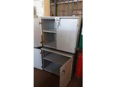 LOTE 270 - 02 ARMÁRIOS BAIXOS COM 02 PORTAS. (NO ESTADO) ATENÇÃO! FAZER A VISITAÇÃO ANTES DE ARREMATAR, NÃO SABEMOS SE FUNCIONA, LEILÃO NÃO TEM GARANTIA E NEM DEVOLUÇÃO, SUJEITO A POSSÍVEIS AVARIAS VISÍVEIS/OCULTAS E/OU AUSÊNCIA DE COMPONENTES.