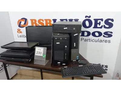 LOTE 230 - 04 MONITORES DE MARCAS E MODELOS DIVERSOS, 03 CPUS, 01 TECLADO E 01 MOUSE. (NO ESTADO) ATENÇÃO! FAZER A VISITAÇÃO ANTES DE ARREMATAR, NÃO SABEMOS SE FUNCIONA. LEILÃO NÃO TEM GARANTIA E NEM DEVOLUÇÃO, SUJEITO A POSSÍVEIS AVARIAS VISÍVEIS/OCULTAS E/OU AUSÊNCIA DE COMPONENTES.
