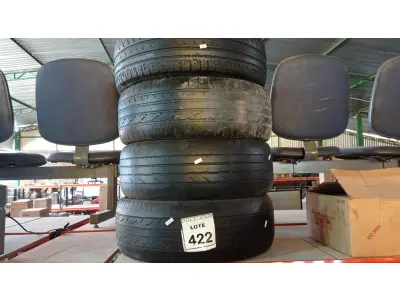LOTE 422 - 04 PNEUS USADOS 205/55 ARO 16. (NO ESTADO) ATENÇÃO! FAZER A VISITAÇÃO ANTES DE ARREMATAR, NÃO SABEMOS SE FUNCIONA. LEILÃO NÃO TEM GARANTIA E NEM DEVOLUÇÃO, SUJEITO A POSSÍVEIS AVARIAS VISÍVEIS/OCULTAS E/OU AUSÊNCIA DE COMPONENTES.