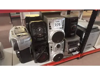 LOTE 275 - 03 APARELHOS DE SOM E 07 CAIXAS DE SOM MARCAS E MODELOS DIVERSOS. (NO ESTADO) ATENÇÃO! FAZER A VISITAÇÃO ANTES DE ARREMATAR, NÃO SABEMOS SE FUNCIONA. LEILÃO NÃO TEM GARANTIA E NEM DEVOLUÇÃO, SUJEITO A POSSÍVEIS AVARIAS VISÍVEIS/OCULTAS E/OU AUSÊNCIA DE COMPONENTES.