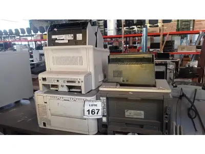 LOTE 167 - 03 IMPRESSORAS E 02 SCANNERS DE MARCAS E MODELOS VARIADOS. (NO ESTADO) ATENÇÃO! FAZER A VISITAÇÃO ANTES DE ARREMATAR, NÃO SABEMOS SE FUNCIONA. LEILÃO NÃO TEM GARANTIA E NEM DEVOLUÇÃO, SUJEITO A POSSÍVEIS AVARIAS VISÍVEIS/OCULTAS E/OU AUSÊNCIA DE COMPONENTES.