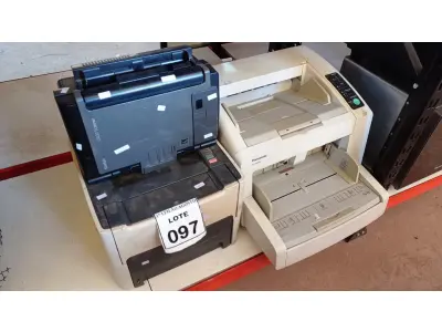 LOTE 097 - 01 IMPRESSORA MARCA HP MODELO 1320N, 01 SCANNER MARCA KODAK E 01 SCANNER MARCA PANASONIC MODELO KV-S4065C. (NO ESTADO) ATENÇÃO! FAZER A VISITAÇÃO ANTES DE ARREMATAR, NÃO SABEMOS SE FUNCIONA, LEILÃO NÃO TEM GARANTIA E NEM DEVOLUÇÃO, SUJEITO A POSSÍVEIS AVARIAS VISÍVEIS/OCULTAS E/OU AUSÊNCIA DE COMPONENTES.