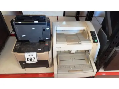 LOTE 097 - 01 IMPRESSORA MARCA HP MODELO 1320N, 01 SCANNER MARCA KODAK E 01 SCANNER MARCA PANASONIC MODELO KV-S4065C. (NO ESTADO) ATENÇÃO! FAZER A VISITAÇÃO ANTES DE ARREMATAR, NÃO SABEMOS SE FUNCIONA, LEILÃO NÃO TEM GARANTIA E NEM DEVOLUÇÃO, SUJEITO A POSSÍVEIS AVARIAS VISÍVEIS/OCULTAS E/OU AUSÊNCIA DE COMPONENTES.
