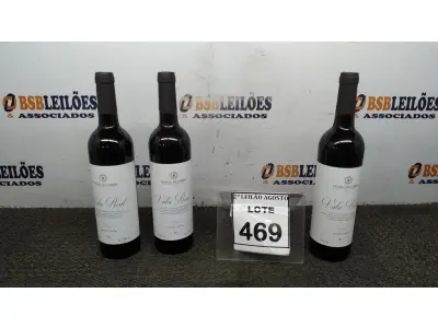 LOTE 469 - 03 GARRAFAS DE VINHO TINTO VALA REAL PORTUGUÊS SAFRA 2019 750ML. (NO ESTADO) ATENÇÃO! FAZER A VISITAÇÃO ANTES DE ARREMATAR, NÃO SABEMOS SE FUNCIONA, LEILÃO NÃO TEM GARANTIA E NEM DEVOLUÇÃO, SUJEITO A POSSÍVEIS AVARIAS VISÍVEIS/OCULTAS E/OU AUSÊNCIA DE COMPONENTES.