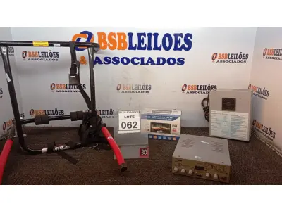 LOTE 062 - 01 CENTRAL MULTIMIDIA MP5, 01 AMPLIFICADOR COMPACTO, 01 GERADOR DE OZÔNIO E 01 SUPORTE PARA BICICLETA. (NO ESTADO) ATENÇÃO! FAZER A VISITAÇÃO ANTES DE ARREMATAR, NÃO SABEMOS SE FUNCIONA, LEILÃO NÃO TEM GARANTIA E NEM DEVOLUÇÃO, SUJEITO A POSSÍVEIS AVARIAS VISÍVEIS/OCULTAS E/OU AUSÊNCIA DE COMPONENTES.