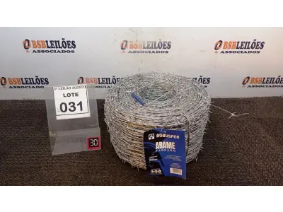 LOTE 031 - 01 ROLO DE ARAME FARPADO COM 500M. (NO ESTADO) ATENÇÃO! FAZER A VISITAÇÃO ANTES DE ARREMATAR, NÃO SABEMOS SE FUNCIONA, LEILÃO NÃO TEM GARANTIA E NEM DEVOLUÇÃO, SUJEITO A POSSÍVEIS AVARIAS VISÍVEIS/OCULTAS E/OU AUSÊNCIA DE COMPONENTES.