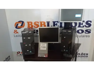 LOTE 109 - 02 CPU MARCA LENOVO E 02 MONITORES MARCA LG. (NO ESTADO) ATENÇÃO! FAZER A VISITAÇÃO ANTES DE ARREMATAR, NÃO SABEMOS SE FUNCIONA, LEILÃO NÃO TEM GARANTIA E NEM DEVOLUÇÃO, SUJEITO A POSSÍVEIS AVARIAS VISÍVEIS/OCULTAS E/OU AUSÊNCIA DE COMPONENTES.