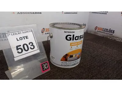 LOTE 503 - 01 LATA DE TINTA ACRÍLICO FOSCO 3,6L NA COR FOSCO CAMURÇA MARCA GLASU. (NO ESTADO) ATENÇÃO! FAZER A VISITAÇÃO ANTES DE ARREMATAR, NÃO SABEMOS SE FUNCIONA. LEILÃO NÃO TEM GARANTIA E NEM DEVOLUÇÃO, SUJEITO A POSSÍVEIS AVARIAS VISÍVEIS/OCULTAS E/OU AUSÊNCIA DE COMPONENTES.