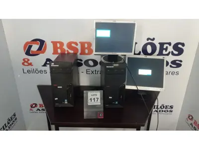 LOTE 117 - 02 CPU MARCA LENOVO E 02 MONITORES MARCAS VARIADAS. (NO ESTADO) ATENÇÃO! FAZER A VISITAÇÃO ANTES DE ARREMATAR, NÃO SABEMOS SE FUNCIONA, LEILÃO NÃO TEM GARANTIA E NEM DEVOLUÇÃO, SUJEITO A POSSÍVEIS AVARIAS VISÍVEIS/OCULTAS E/OU AUSÊNCIA DE COMPONENTES.