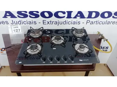 LOTE 127 - 01 COOKTOP 05 BOCAS MARCA CATA E 01 PEGADOR DE CARVÃO. (NO ESTADO) ATENÇÃO! FAZER A VISITAÇÃO ANTES DE ARREMATAR, NÃO SABEMOS SE FUNCIONA, LEILÃO NÃO TEM GARANTIA E NEM DEVOLUÇÃO, SUJEITO A POSSÍVEIS AVARIAS VISÍVEIS/OCULTAS E/OU AUSÊNCIA DE COMPONENTES.