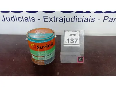 LOTE 137 - 01 LATA DE TINTA ESMALTE DE 3,6L NA COR BRILHANTE TABACO MARCA SUVINIL. (NO ESTADO) ATENÇÃO! FAZER A VISITAÇÃO ANTES DE ARREMATAR, NÃO SABEMOS SE FUNCIONA. LEILÃO NÃO TEM GARANTIA E NEM DEVOLUÇÃO, SUJEITO A POSSÍVEIS AVARIAS VISÍVEIS/OCULTAS E/OU AUSÊNCIA DE COMPONENTES.