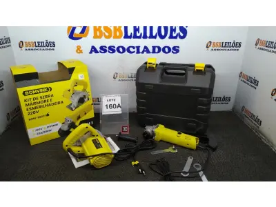 LOTE 160 - 01 KIT SERRA MÁRMORE E ESMERILHADEIRA  COM MALETA 650/950W 220V (NO ESTADO) ATENÇÃO! FAZER A VISITAÇÃO ANTES DE ARREMATAR, NÃO SABEMOS SE FUNCIONA. LEILÃO NÃO TEM GARANTIA E NEM DEVOLUÇÃO, SUJEITO A POSSÍVEIS AVARIAS VISÍVEIS/OCULTAS E/OU AUSÊNCIA DE COMPONENTES.