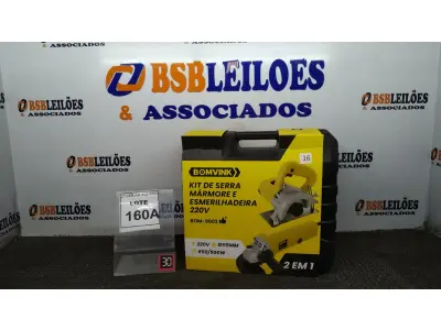 LOTE 160 - 01 KIT SERRA MÁRMORE E ESMERILHADEIRA  COM MALETA 650/950W 220V (NO ESTADO) ATENÇÃO! FAZER A VISITAÇÃO ANTES DE ARREMATAR, NÃO SABEMOS SE FUNCIONA. LEILÃO NÃO TEM GARANTIA E NEM DEVOLUÇÃO, SUJEITO A POSSÍVEIS AVARIAS VISÍVEIS/OCULTAS E/OU AUSÊNCIA DE COMPONENTES.