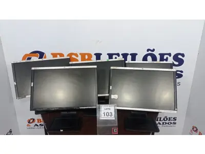 LOTE 103 - 05 MONITORES MARCA HP. (NO ESTADO) ATENÇÃO! FAZER A VISITAÇÃO ANTES DE ARREMATAR, NÃO SABEMOS SE FUNCIONA, LEILÃO NÃO TEM GARANTIA E NEM DEVOLUÇÃO, SUJEITO A POSSÍVEIS AVARIAS VISÍVEIS/OCULTAS E/OU AUSÊNCIA DE COMPONENTES.