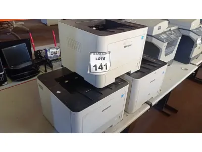 LOTE 141 - 03 IMPRESSORAS MARCA SAMSUNG. (NO ESTADO) ATENÇÃO! FAZER A VISITAÇÃO ANTES DE ARREMATAR, NÃO SABEMOS SE FUNCIONA, LEILÃO NÃO TEM GARANTIA E NEM DEVOLUÇÃO, SUJEITO A POSSÍVEIS AVARIAS VISÍVEIS/OCULTAS E/OU AUSÊNCIA DE COMPONENTES.