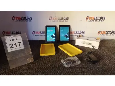 LOTE 217 - 02 TABLETS MARCA CCE COM FONTE. (NO ESTADO) ATENÇÃO! FAZER A VISITAÇÃO ANTES DE ARREMATAR, NÃO SABEMOS SE FUNCIONA, LEILÃO NÃO TEM GARANTIA E NEM DEVOLUÇÃO, SUJEITO A POSSÍVEIS AVARIAS VISÍVEIS/OCULTAS E/OU AUSÊNCIA DE COMPONENTES.