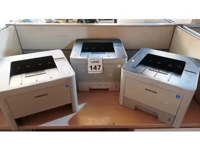 LOTE 147 - 03 IMPRESSORAS MARCA SAMSUNG. (NO ESTADO) ATENÇÃO! FAZER A VISITAÇÃO ANTES DE ARREMATAR, NÃO SABEMOS SE FUNCIONA, LEILÃO NÃO TEM GARANTIA E NEM DEVOLUÇÃO, SUJEITO A POSSÍVEIS AVARIAS VISÍVEIS/OCULTAS E/OU AUSÊNCIA DE COMPONENTES.