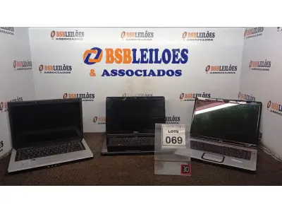 LOTE 069 - 03 NOTEBOOKS DE MARCAS E MODELOS DIVERSOS. (NO ESTADO) ATENÇÃO! FAZER A VISITAÇÃO ANTES DE ARREMATAR, NÃO SABEMOS SE FUNCIONA, LEILÃO NÃO TEM GARANTIA E NEM DEVOLUÇÃO, SUJEITO A POSSÍVEIS AVARIAS VISÍVEIS/OCULTAS E/OU AUSÊNCIA DE COMPONENTES.