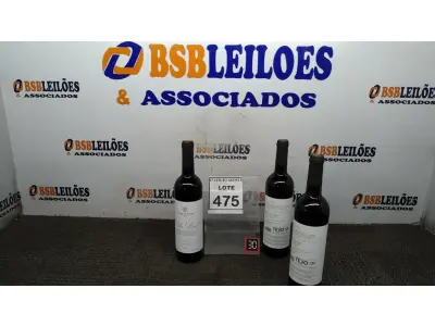 LOTE 475 - 03 GARRAFAS DE VINHO TINTO VALA REAL PORTUGUÊS SAFRA 2019 750ML. (NO ESTADO) ATENÇÃO! FAZER A VISITAÇÃO ANTES DE ARREMATAR, NÃO SABEMOS SE FUNCIONA, LEILÃO NÃO TEM GARANTIA E NEM DEVOLUÇÃO, SUJEITO A POSSÍVEIS AVARIAS VISÍVEIS/OCULTAS E/OU AUSÊNCIA DE COMPONENTES.