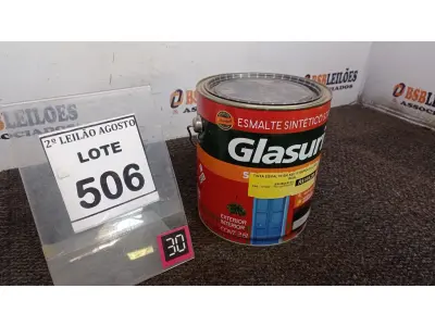 LOTE 506 - 01 LATA DE ESMALTE SINTÉTICO COM 3,6L NA COR BRILHANTE AZUL REAL MARCA GLASURIT. (NO ESTADO) ATENÇÃO! FAZER A VISITAÇÃO ANTES DE ARREMATAR, NÃO SABEMOS SE FUNCIONA, LEILÃO NÃO TEM GARANTIA E NEM DEVOLUÇÃO, SUJEITO A POSSÍVEIS AVARIAS VISÍVEIS/OCULTAS E/OU AUSÊNCIA DE COMPONENTES.