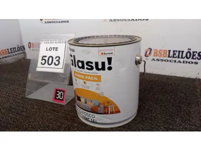 LOTE 503 - 01 LATA DE TINTA ACRÍLICO FOSCO 3,6L NA COR FOSCO CAMURÇA MARCA GLASU. (NO ESTADO) ATENÇÃO! FAZER A VISITAÇÃO ANTES DE ARREMATAR, NÃO SABEMOS SE FUNCIONA. LEILÃO NÃO TEM GARANTIA E NEM DEVOLUÇÃO, SUJEITO A POSSÍVEIS AVARIAS VISÍVEIS/OCULTAS E/OU AUSÊNCIA DE COMPONENTES.