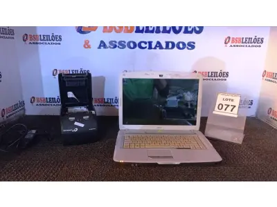 LOTE 077 - 01 IMPRESSORA TÉRMICA MARCA BEMATECH E 01 NOTEBOOK ACER COM FONTE. (NO ESTADO) ATENÇÃO! FAZER A VISITAÇÃO ANTES DE ARREMATAR, NÃO SABEMOS SE FUNCIONA, LEILÃO NÃO TEM GARANTIA E NEM DEVOLUÇÃO, SUJEITO A POSSÍVEIS AVARIAS VISÍVEIS/OCULTAS E/OU AUSÊNCIA DE COMPONENTES.