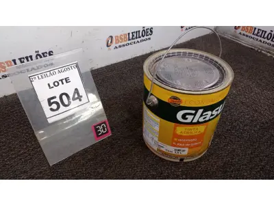LOTE 504 - 01 TINTA ACRÍLICA 3,6L COR FOSCO CAMURÇA MARCA GLASURIT. (NO ESTADO) ATENÇÃO! FAZER A VISITAÇÃO ANTES DE ARREMATAR, NÃO SABEMOS SE FUNCIONA. LEILÃO NÃO TEM GARANTIA E NEM DEVOLUÇÃO, SUJEITO A POSSÍVEIS AVARIAS VISÍVEIS/OCULTAS E/OU AUSÊNCIA DE COMPONENTES.