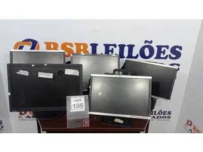 LOTE 105 - 05 MONITORES MARCA HP. (NO ESTADO) ATENÇÃO! FAZER A VISITAÇÃO ANTES DE ARREMATAR, NÃO SABEMOS SE FUNCIONA, LEILÃO NÃO TEM GARANTIA E NEM DEVOLUÇÃO, SUJEITO A POSSÍVEIS AVARIAS VISÍVEIS/OCULTAS E/OU AUSÊNCIA DE COMPONENTES.
