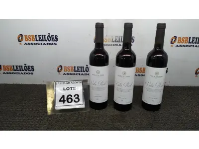 LOTE 463 - 03 GARRAFAS DE VINHO TINTO VALA REAL PORTUGUÊS SAFRA 2019 750ML. (NO ESTADO) ATENÇÃO! FAZER A VISITAÇÃO ANTES DE ARREMATAR, NÃO SABEMOS SE FUNCIONA, LEILÃO NÃO TEM GARANTIA E NEM DEVOLUÇÃO, SUJEITO A POSSÍVEIS AVARIAS VISÍVEIS/OCULTAS E/OU AUSÊNCIA DE COMPONENTES.