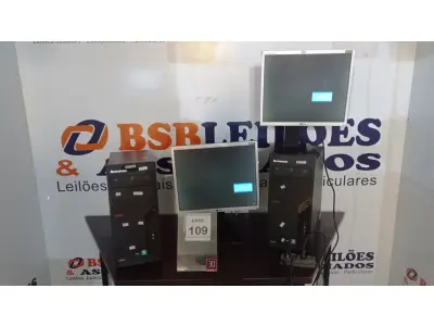 LOTE 109 - 02 CPU MARCA LENOVO E 02 MONITORES MARCA LG. (NO ESTADO) ATENÇÃO! FAZER A VISITAÇÃO ANTES DE ARREMATAR, NÃO SABEMOS SE FUNCIONA, LEILÃO NÃO TEM GARANTIA E NEM DEVOLUÇÃO, SUJEITO A POSSÍVEIS AVARIAS VISÍVEIS/OCULTAS E/OU AUSÊNCIA DE COMPONENTES.