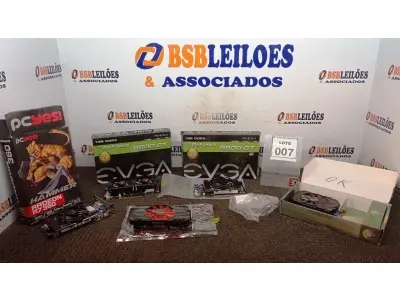 LOTE 007 - 05 PLACAS DE VÍDEOS MARCAS DIVERSAS. (NO ESTADO) ATENÇÃO! FAZER A VISITAÇÃO ANTES DE ARREMATAR, NÃO SABEMOS SE FUNCIONA, LEILÃO NÃO TEM GARANTIA E NEM DEVOLUÇÃO, SUJEITO A POSSÍVEIS AVARIAS VISÍVEIS/OCULTAS E/OU AUSÊNCIA DE COMPONENTES.