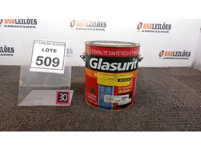 LOTE 509 - 01 LATA DE ESMALTE SINTÉTICO COM 3,6L NA COR BRILHANTE AZUL REAL MARCA GLASURIT. (NO ESTADO) ATENÇÃO! FAZER A VISITAÇÃO ANTES DE ARREMATAR, NÃO SABEMOS SE FUNCIONA, LEILÃO NÃO TEM GARANTIA E NEM DEVOLUÇÃO, SUJEITO A POSSÍVEIS AVARIAS VISÍVEIS/OCULTAS E/OU AUSÊNCIA DE COMPONENTES.