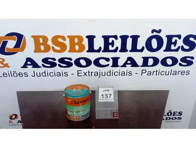 LOTE 137 - 01 LATA DE TINTA ESMALTE DE 3,6L NA COR BRILHANTE TABACO MARCA SUVINIL. (NO ESTADO) ATENÇÃO! FAZER A VISITAÇÃO ANTES DE ARREMATAR, NÃO SABEMOS SE FUNCIONA. LEILÃO NÃO TEM GARANTIA E NEM DEVOLUÇÃO, SUJEITO A POSSÍVEIS AVARIAS VISÍVEIS/OCULTAS E/OU AUSÊNCIA DE COMPONENTES.