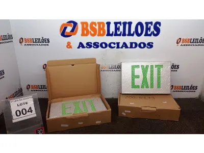 LOTE 004 - 02 PLACAS LUMINOSAS EXIT. (NO ESTADO) ATENÇÃO! FAZER A VISITAÇÃO ANTES DE ARREMATAR, NÃO SABEMOS SE FUNCIONA, LEILÃO NÃO TEM GARANTIA E NEM DEVOLUÇÃO, SUJEITO A POSSÍVEIS AVARIAS VISÍVEIS/OCULTAS E/OU AUSÊNCIA DE COMPONENTES.