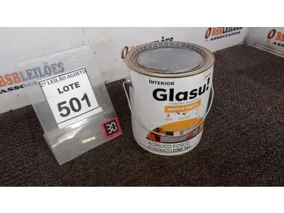 LOTE 501 - 01 LATA DE TINTA ACRÍLICO FOSCO 3,6L NA COR FOSCO CAMURÇA MARCA GLASU. (NO ESTADO) ATENÇÃO! FAZER A VISITAÇÃO ANTES DE ARREMATAR, NÃO SABEMOS SE FUNCIONA. LEILÃO NÃO TEM GARANTIA E NEM DEVOLUÇÃO, SUJEITO A POSSÍVEIS AVARIAS VISÍVEIS/OCULTAS E/OU AUSÊNCIA DE COMPONENTES.
