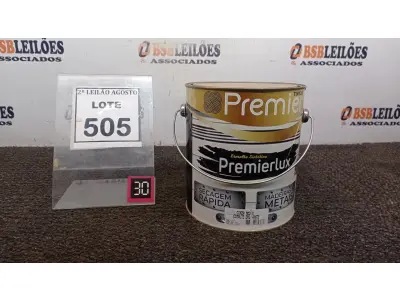 LOTE 505 - 01 LATA DE ESMALTE SINTÉTICO PREMIERLUX DE 3,6L NA COR CINZA MÉDIO MARCA PREMIER. (NO ESTADO) ATENÇÃO! FAZER A VISITAÇÃO ANTES DE ARREMATAR, NÃO SABEMOS SE FUNCIONA, LEILÃO NÃO TEM GARANTIA E NEM DEVOLUÇÃO, SUJEITO A POSSÍVEIS AVARIAS VISÍVEIS/OCULTAS E/OU AUSÊNCIA DE COMPONENTES.
