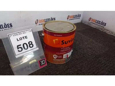 LOTE 508 - 01 LATA DE TINTA MARCA SUVINIL ESMALTE BRILHANTE NA COR VERMELHO 3.6L. (NOVO) (NO ESTADO) ATENÇÃO! FAZER A VISITAÇÃO ANTES DE ARREMATAR, NÃO SABEMOS SE FUNCIONA. LEILÃO NÃO TEM GARANTIA E NEM DEVOLUÇÃO, SUJEITO A POSSÍVEIS AVARIAS VISÍVEIS/OCULTAS E/OU AUSÊNCIA DE COMPONENTES.