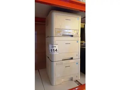 LOTE 114 - 03 IMPRESSORAS MARCA SAMSUNG. (NO ESTADO) ATENÇÃO! FAZER A VISITAÇÃO ANTES DE ARREMATAR, NÃO SABEMOS SE FUNCIONA, LEILÃO NÃO TEM GARANTIA E NEM DEVOLUÇÃO, SUJEITO A POSSÍVEIS AVARIAS VISÍVEIS/OCULTAS E/OU AUSÊNCIA DE COMPONENTES.