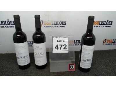 LOTE 472 - 03 GARRAFAS DE VINHO TINTO VALA REAL PORTUGUÊS SAFRA 2019 750ML. (NO ESTADO) ATENÇÃO! FAZER A VISITAÇÃO ANTES DE ARREMATAR, NÃO SABEMOS SE FUNCIONA, LEILÃO NÃO TEM GARANTIA E NEM DEVOLUÇÃO, SUJEITO A POSSÍVEIS AVARIAS VISÍVEIS/OCULTAS E/OU AUSÊNCIA DE COMPONENTES.