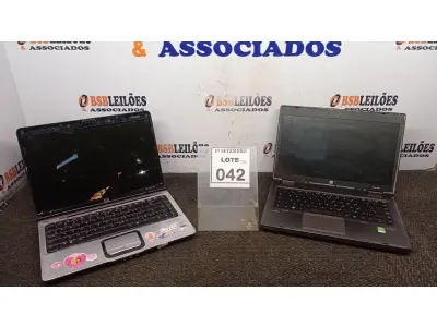 LOTE 042 - 02 NOTEBOOKS PARA RETIRADA DE PEÇAS. (NO ESTADO) ATENÇÃO! FAZER A VISITAÇÃO ANTES DE ARREMATAR, NÃO SABEMOS SE FUNCIONA, LEILÃO NÃO TEM GARANTIA E NEM DEVOLUÇÃO, SUJEITO A POSSÍVEIS AVARIAS VISÍVEIS/OCULTAS E/OU AUSÊNCIA DE COMPONENTES.