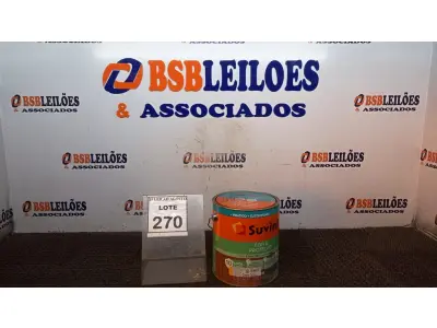 LOTE 270 - 01 LATA DE TINTA ESMALTE COR BRILHANTE AMARELO OUTRO 3,6L MARCA SUVINIL. (NO ESTADO) ATENÇÃO! FAZER A VISITAÇÃO ANTES DE ARREMATAR, NÃO SABEMOS SE FUNCIONA, LEILÃO NÃO TEM GARANTIA E NEM DEVOLUÇÃO, SUJEITO A POSSÍVEIS AVARIAS VISÍVEIS/OCULTAS E/OU AUSÊNCIA DE COMPONENTES.