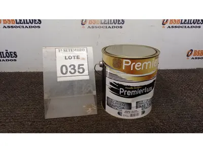 LOTE 035 - 01 LATA DE ESMALTE SINTÉTICO PREMIERLUX DE 3,6L NA COR BRANCO GELO MARCA PREMIER. (NO ESTADO) ATENÇÃO! FAZER A VISITAÇÃO ANTES DE ARREMATAR, NÃO SABEMOS SE FUNCIONA, LEILÃO NÃO TEM GARANTIA E NEM DEVOLUÇÃO, SUJEITO A POSSÍVEIS AVARIAS VISÍVEIS/OCULTAS E/OU AUSÊNCIA DE COMPONENTES.