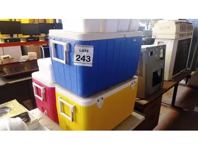 LOTE 243 - 03 CAIXAS TÉRMICAS E 06 CAIXAS DE ISOPORES DE TAMANHOS DIVERSOS. (NO ESTADO) ATENÇÃO! FAZER A VISITAÇÃO ANTES DE ARREMATAR, NÃO SABEMOS SE FUNCIONA, LEILÃO NÃO TEM GARANTIA E NEM DEVOLUÇÃO, SUJEITO A POSSÍVEIS AVARIAS VISÍVEIS/OCULTAS E/OU AUSÊNCIA DE COMPONENTES.