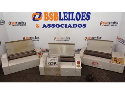 LOTE 025 - 03 PLASTIFICADORAS. (NO ESTADO) ATENÇÃO! FAZER A VISITAÇÃO ANTES DE ARREMATAR, NÃO SABEMOS SE FUNCIONA, LEILÃO NÃO TEM GARANTIA E NEM DEVOLUÇÃO, SUJEITO A POSSÍVEIS AVARIAS VISÍVEIS/OCULTAS E/OU AUSÊNCIA DE COMPONENTES.
