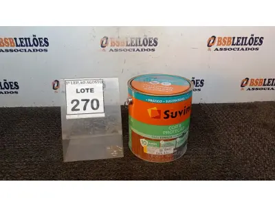 LOTE 270 - 01 LATA DE TINTA ESMALTE COR BRILHANTE AMARELO OUTRO 3,6L MARCA SUVINIL. (NO ESTADO) ATENÇÃO! FAZER A VISITAÇÃO ANTES DE ARREMATAR, NÃO SABEMOS SE FUNCIONA, LEILÃO NÃO TEM GARANTIA E NEM DEVOLUÇÃO, SUJEITO A POSSÍVEIS AVARIAS VISÍVEIS/OCULTAS E/OU AUSÊNCIA DE COMPONENTES.