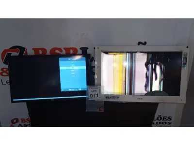 LOTE 071 - 02 TVS LCD 32’’ COM AVARIAS. (NO ESTADO) ATENÇÃO! FAZER A VISITAÇÃO ANTES DE ARREMATAR, NÃO SABEMOS SE FUNCIONA, LEILÃO NÃO TEM GARANTIA E NEM DEVOLUÇÃO, SUJEITO A POSSÍVEIS AVARIAS VISÍVEIS/OCULTAS E/OU AUSÊNCIA DE COMPONENTES.