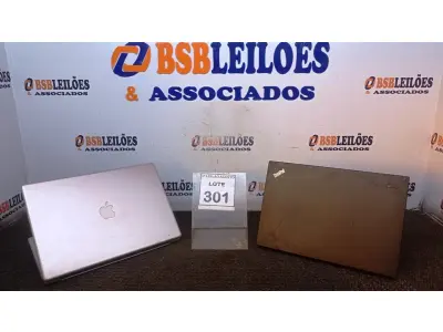 LOTE 301 - 01 NOTEBOOK APPLE E 01 NOTEBOOK MARCA LENOVO PARA RETIRADA DE PEÇAS. (NO ESTADO) ATENÇÃO! FAZER A VISITAÇÃO ANTES DE ARREMATAR, NÃO SABEMOS SE FUNCIONA, LEILÃO NÃO TEM GARANTIA E NEM DEVOLUÇÃO, SUJEITO A POSSÍVEIS AVARIAS VISÍVEIS/OCULTAS E/OU AUSÊNCIA DE COMPONENTES.
